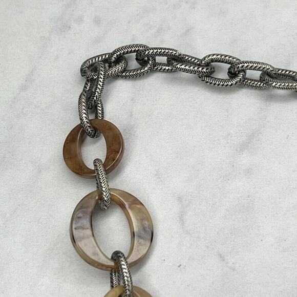 Chicos Silver Tone Chunky Metal Plastic Long Chain Link Statement Necklace 45" ✨ - Picture 2 of 11